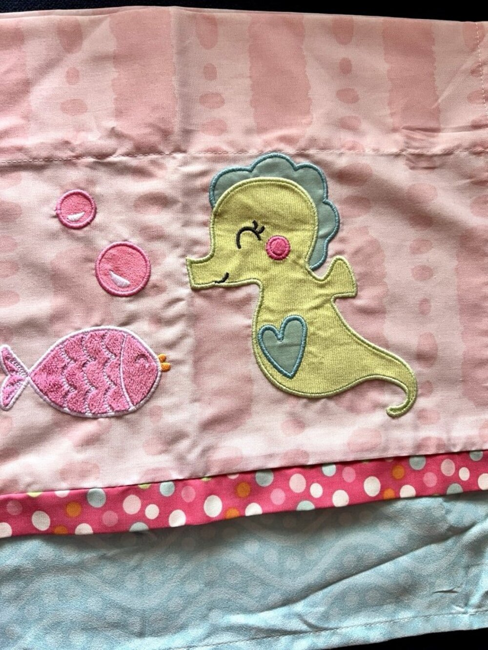 Carter's Sea Collection Window Valance Seahorse Fish Nursery 3" Rod Pocket Pink